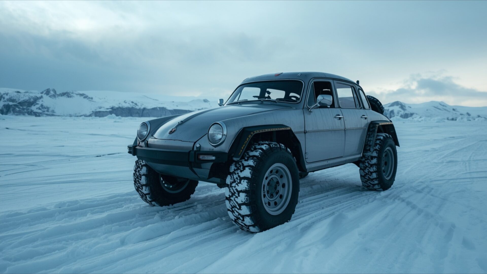retro snow cat vehicle on an icy arctic glacier wallpaper, cars & vehicles, arctic-expedition, extreme-cold, icy-glacier, retro, snow-cat, specialized-vehicle, desktop, mobile, background