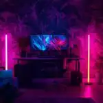 RGB Floor Lamps in Gamer Room