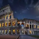 Rome Colosseum Under Full Moon