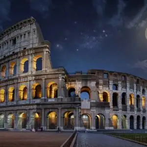 Rome Colosseum Under Full Moon