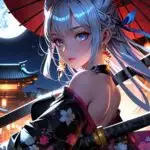 Samurai Girl Moonlit Night