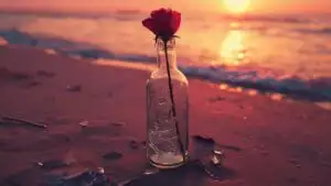 Shattered Glass Bottle with Rose