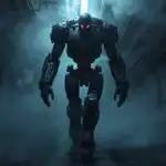 Steel Reaper Bot Walking Through Vapor Tunnels