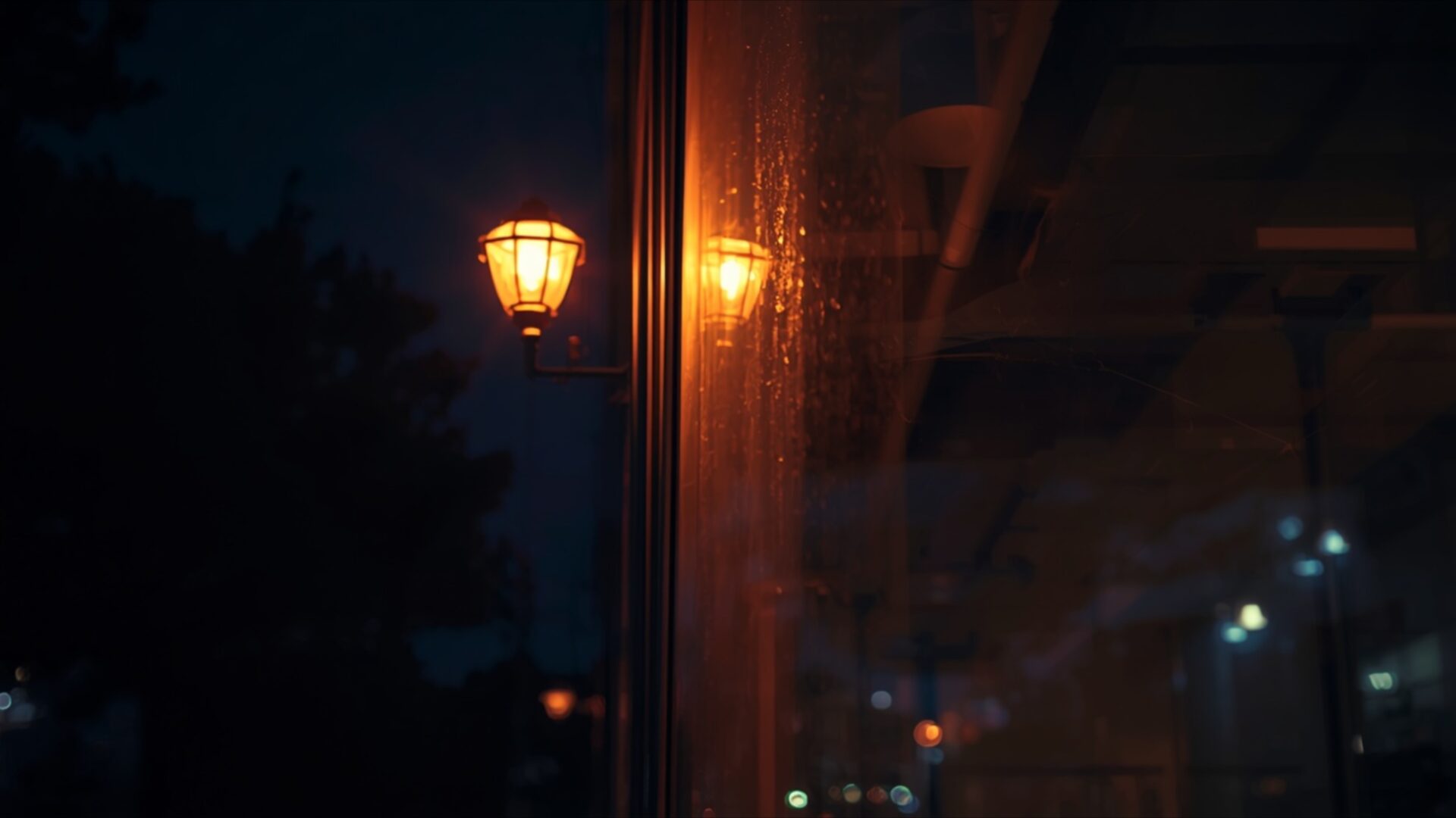 street light reflected on glass wallpaper, dark & moody, calm, glass, night, reflection, streetlight, tone, desktop, mobile, background