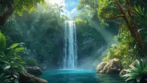 Tropical Jungle Waterfall Paradise