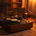 Vintage Vinyl Record Player On Rug
