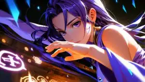 Violet-Haired Sorceress Girl Summoning Runes