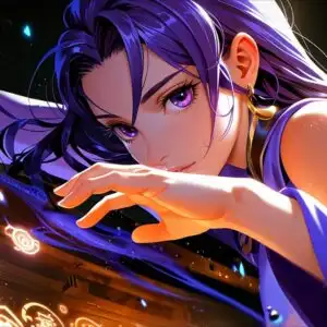 Violet-Haired Sorceress Girl Summoning Runes