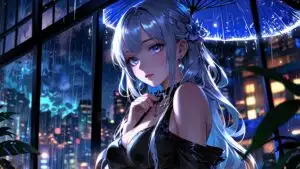 Moonlit Rain Anime Girl
