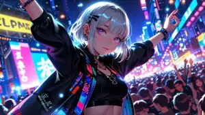 Neon Festival Anime Girl
