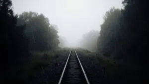 Abandoned Railway Tracks Mist Morning