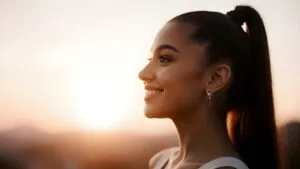 Ariana Grande Smiling While Watching the Sunset