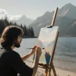 Artist Painting by the Seaside