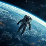 Astronaut Floating Earth View Outer Space