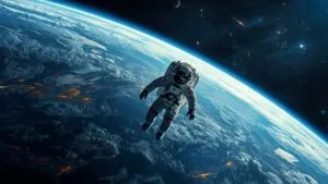 Astronaut Floating Earth View Outer Space
