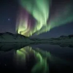Aurora Borealis Reflection Night Sky Celestial Art