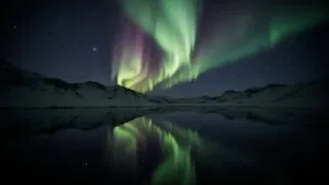 Aurora Borealis Reflection Night Sky Celestial Art