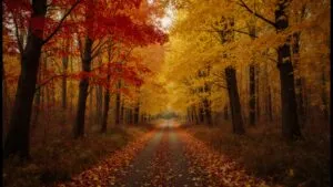Autumn Forest Yellow Red Leaves Path