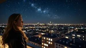 Beyonce Watching the Stars From a Rooftop