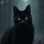 Black Cat Staring Illustration