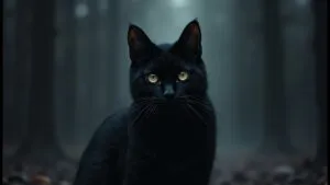 Black Cat Staring Illustration