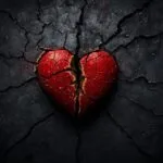 Broken Heart Cracked Surface Dark Background