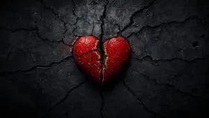 Broken Heart Cracked Surface Dark Background