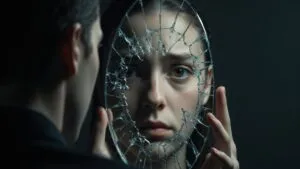 Broken Mirror Reflection Sad Eyes