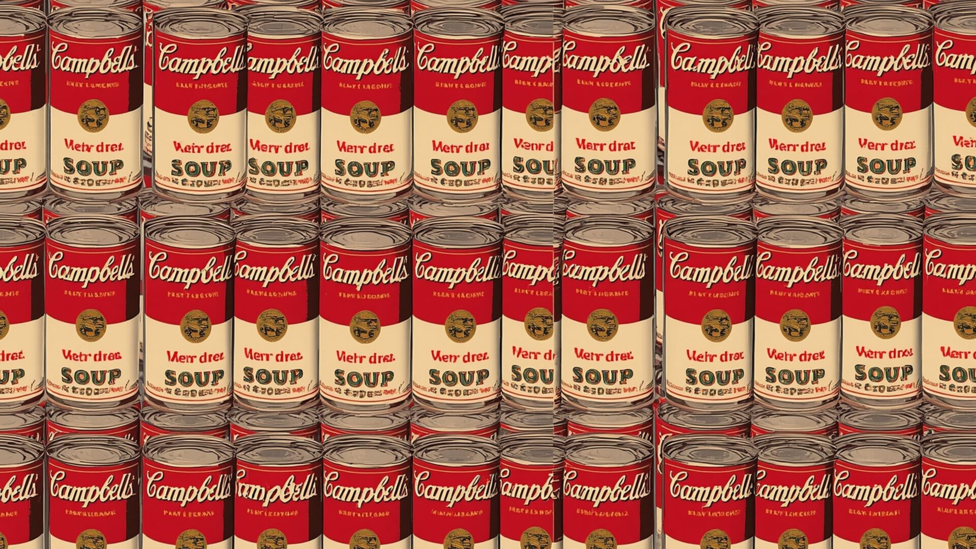 campbellās soup pop wallpaper, art & masterpieces, andy warhol, campbellās soup, iconic, mass culture, pop art, repetition, desktop, mobile, background