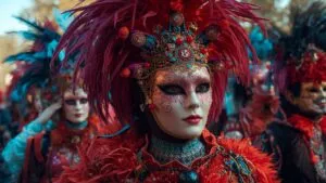 Carnival Parade with Colorful Masks