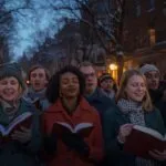 Carolers in the Street at Dusk
