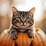 Cat in a Pumpkin Funny Halloween