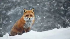 Charming Red Fox in Winter Snow