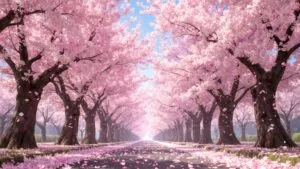 Cherry Blossom Trees Petals Fallen Pink