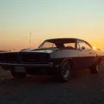 Classic Vintage 1960s Muscle Car Sunset