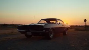 Classic Vintage 1960s Muscle Car Sunset