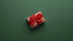 Close-Up of a Perfectly Wrapped Gift with Red Ribbon