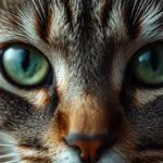 Close-up of a Cat’s Green Eyes