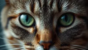 Close-up of a Cat’s Green Eyes