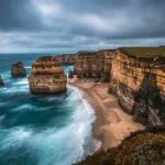 Coastal Cliff Seascape Long Exposure Waves