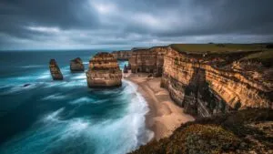 Coastal Cliff Seascape Long Exposure Waves