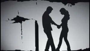 Couple Breaking Apart Silhouette Separation