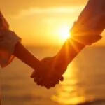 Couple Hands Intertwined Sun Flare Warm Light