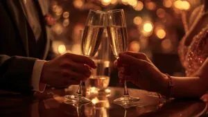 Couple Holding Champagne Glasses Celebration