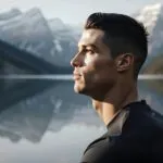 Cristiano Ronaldo Relaxing Beside a Mountain Lake