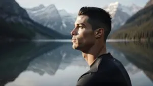 Cristiano Ronaldo Relaxing Beside a Mountain Lake
