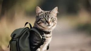 Cute Cat with a Tiny Backpack