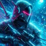 Cyber Ronin in Neon Blizzard