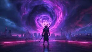 Cyber Ronin in Neon Tempest