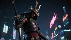 Cyberpunk 2077 V Samurai Neon Night